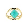 Sterling Silver Turquoise Ring Over 18K Yellow Gold Plated