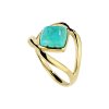 Sterling Silver Turquoise Ring Over 18K Yellow Gold Plated