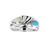 Sterling Silver Synthetic Blue With White Opal Ring