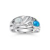 Sterling Silver Synthetic Blue With White Opal Ring