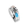 Sterling Silver Synthetic Blue With White Opal Ring