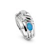 Sterling Silver Synthetic Blue With White Opal Ring