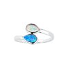 Sterling Silver Synthetic Blue With White Opal Turtle Ring