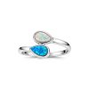 Sterling Silver Synthetic Blue With White Opal Bypass Ring