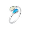 Sterling Silver Synthetic Blue With White Opal Turtle Ring