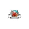 Blended Turquoise With Spiny Oyster Shell Sterling Silver Ring