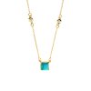 Sterling Silver Blue Turquoise With White Topaz Necklace Over 18K Yellow Gold Plated 18 Inches