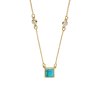 Sterling Silver Blue Turquoise With White Topaz Necklace Over 18K Yellow Gold Plated 18 Inches