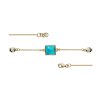 Sterling Silver  Blue Turquoise With White Topaz Bracelet Over 18K Yellow Gold Plated 7.25 Inches