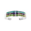 Sterling Silver Multi Turquoise Cuff Bangle 7.5 Inches