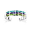 Sterling Silver Multi Turquoise Cuff Bangle 7.5 Inches