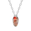 Sterling Silver Orange Spiny Oyster Necklace 18 Inches