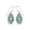 Sterling Silver Turquoise and White CZ Earrings