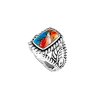Sterling Silver Blended Turquoise and Spiny Oyster Shell Ring