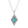 Sterling Silver Turquoise Pendant With Chain 18 Inches