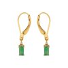 Sterling Silver Emerald & White Zircon Earrings Over 18K Yellow Gold Plated