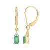 Sterling Silver Emerald & White Zircon Earrings Over 18K Yellow Gold Plated
