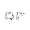 Sterling Silver Blue Turquoise and White CZ Earrings