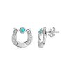 Sterling Silver Blue Turquoise and White CZ Earrings