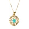 Sterling Silver Sleeping Turquoise & White Topaz Pendant Over 18K Yellow Gold Plated With Chain 18 Inches