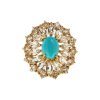 Sterling Silver Sleeping Turquoise & White Topaz Ring Over 18K Yellow Gold Plated