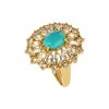Sterling Silver Sleeping Turquoise & White Topaz Ring Over 18K Yellow Gold Plated