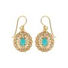Sterling Silver Sleeping Turquoise & White Topaz Earrings Over 18K Yellow Gold Plated