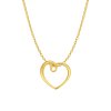 Sterling Silver Heart Pendant Over 18K Yellow Gold Plated With Chain 18 Inches