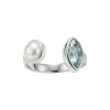 Sterling Silver Sky Blue Topaz With Freshwater Pearl Ring