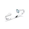 Sterling Silver Sky Blue Topaz With Freshwater Pearl Cuff Bangle 7.5 Inches