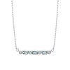 Sterling Silver Sky Blue Topaz With White Topaz Bar Necklace 18+2 Inches
