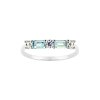 Sterling Silver Sky Blue Topaz With White Topaz Bands Ring