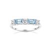 Sterling Silver Sky Blue Topaz With White Topaz Bands Ring