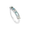 Sterling Silver Sky Blue Topaz With White Topaz Bands Ring