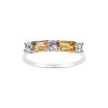 Sterling Silver Citrine With White Topaz Bands Ring