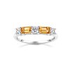 Sterling Silver Citrine With White Topaz Bands Ring