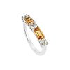 Sterling Silver Citrine With White Topaz Bands Ring