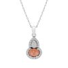 Sterling Silver Peach Moonstone and Rainbow Moonstone Pendant With chain 18 Inches