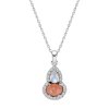 Sterling Silver Peach Moonstone and Rainbow Moonstone Pendant With chain 18 Inches