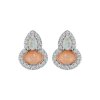 Sterling Silver Peach Moonstone and Rainbow Moonstone Earrings