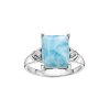 Sterling Silver Larimar with White Topaz Ring