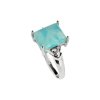 Sterling Silver Larimar with White Topaz Ring