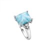 Sterling Silver Larimar with White Topaz Ring