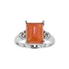 Sterling Silver Peach Moonstone and White Topaz Ring