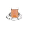 Sterling Silver Peach Moonstone and White Topaz Ring