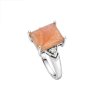 Sterling Silver Peach Moonstone and White Topaz Ring
