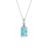 Sterling Silver Larimar With White Topaz Pendant With Chain 18 Inches