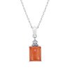 Sterling Silver Peach Moonstone and White Topaz Pendant With chain 18 Inches