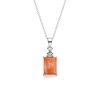 Sterling Silver Peach Moonstone and White Topaz Pendant With chain 18 Inches