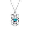 Sterling Silver Turquoise and Freshwater Pearl Pendant With Chain 18 Inches